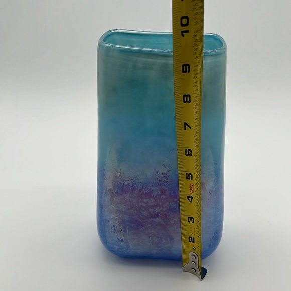 Vintage Multi-Tone Blue and Pink Pearlized Glazed Glass Vase - Picture 7 of 9